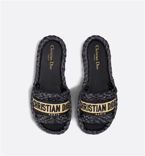 dior 5mm dway raffia slide|christian dior platform slide.